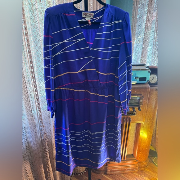 VTG Mihang Blue Striped Dress - Picture 1 of 5